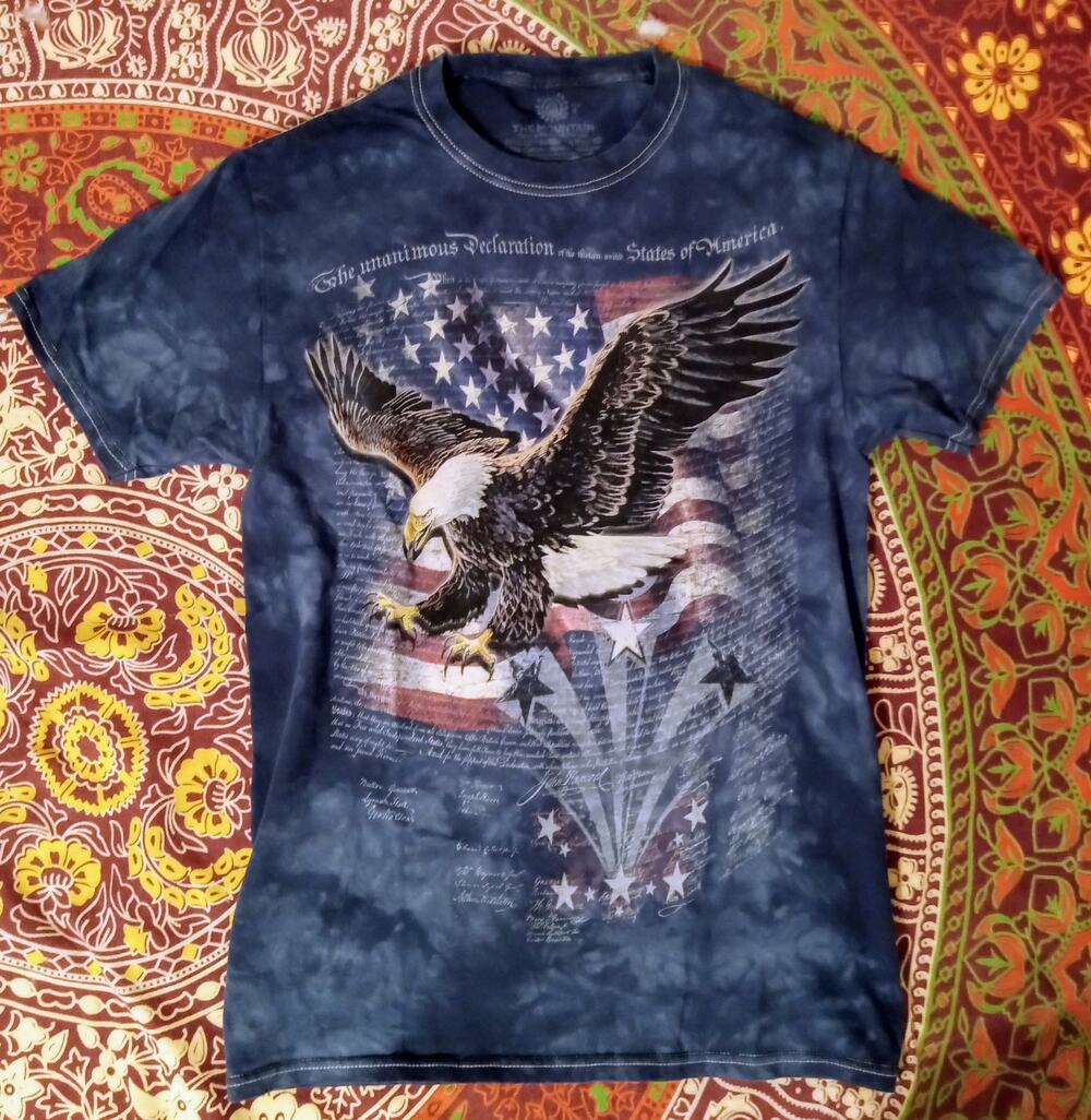 The Mountain Patriotic Bald Eagle American Flag Tie Dye 4th of July T-Shirt SZ S